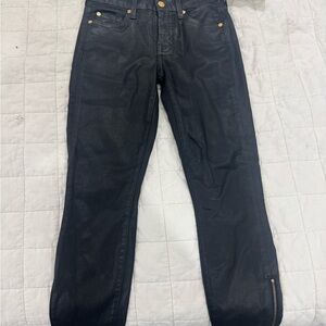 Black Coated Jeans with Gold Accents